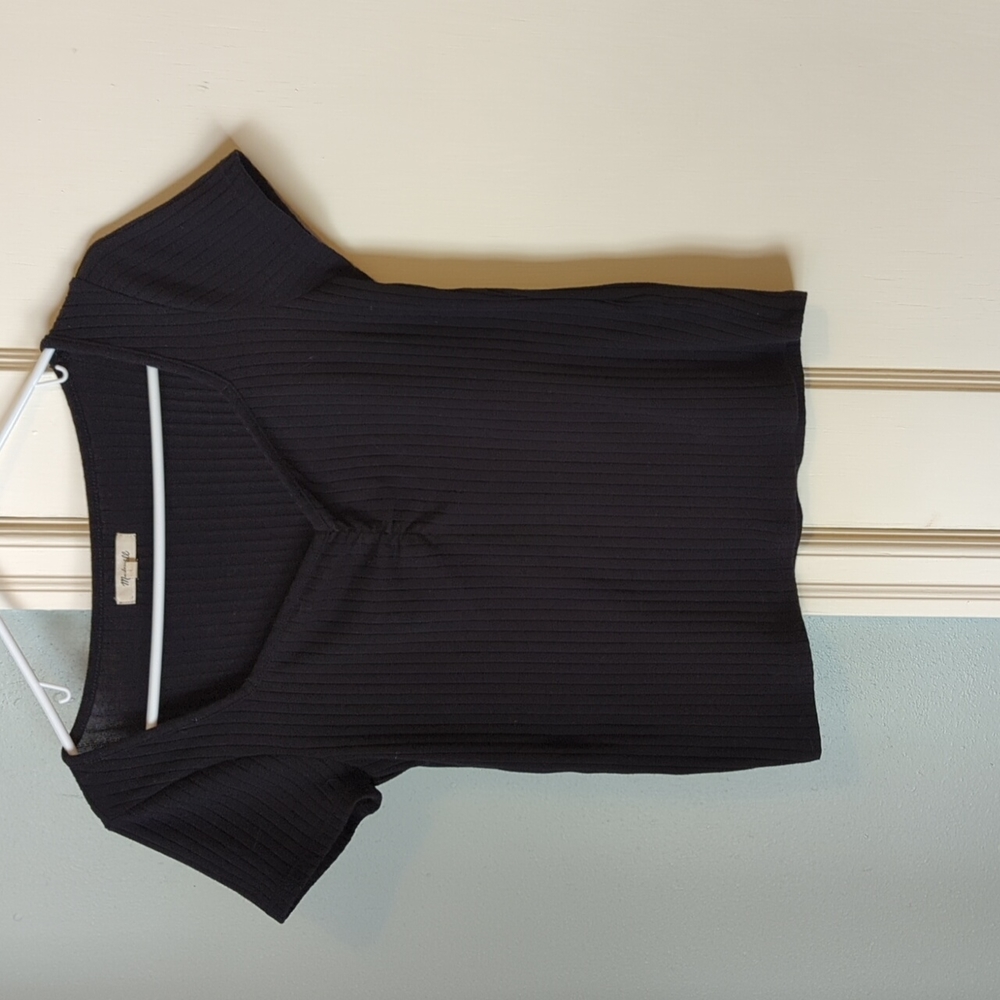 NWOT Madewell Ribbed Sweetheart Tee, Black